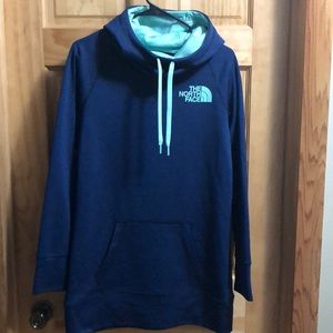 Extra long women’s funneled neck pull over